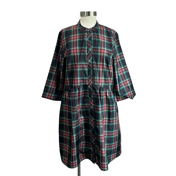 Tuckernuck Tartan Plaid Mini Dress Holiday Party Christmas Winter Shirt Dress XL - Picture 2 of 10